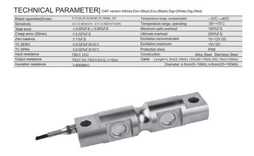 Celda De Carga Keli Qsc-ss 40 Klb (18000 Kg) Inoxidable