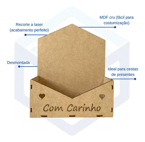 Caixa Envelope P/ Presente Cestas Cartas Flores 27x22x8- Mdf