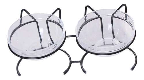 Comedero Para Gatos, Plato, Estante De Doble Cuenco Negro