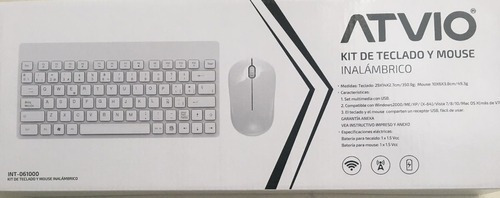 Kit Teclado Y Mouse Inalámbrico Atvio - Pequeño Y Ergonomico