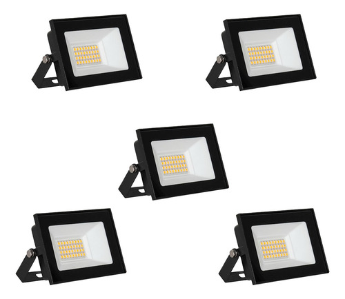 Reflector Exterior Led 30w Fria Calida Bajo Consumo Pack X5