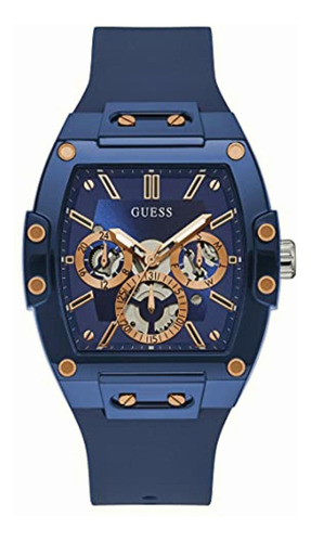 Guess Reloj Analógico Para Hombre Correa De Silicona Azul