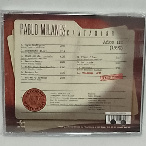Pablo Milanes Cantautor Años Vol.2 Cd Nuevo