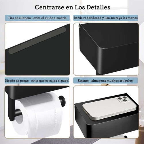 Porta Papel Baño De Acero Inoxidable Con Estante Extendido