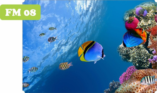 Imagem 6 de 10 de Adesivo Aquário Fundo Do Mar Oceano Peixe Até 2m²