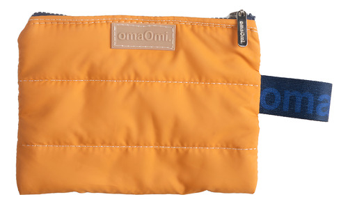 Cartuchera Plana Matelasse Puffer Organizador Viaje Omaomi Ocre Con Azul Lisa