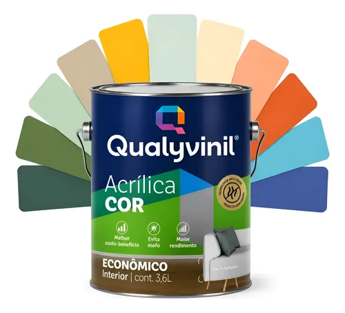 Tinta Acrílica Para Pintura ​Parede Econômica 3,6l Qualyvinil Branco Fosco