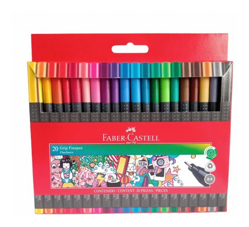 Marcador Fibra 20 Colores  Faber-castell Grip Premium