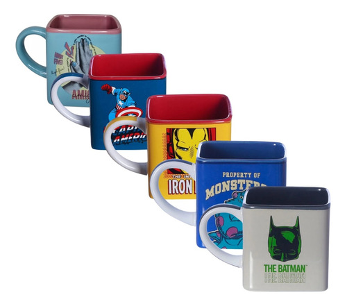 Caneca Cubo Em Cerâmica De Personagens Zona Criativa Cor AMIGAS HIGH FIVE Coração