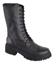 Comprar Borcego Acordonado Alto Cuero Vacuno Mujer Moda Comodo 3808