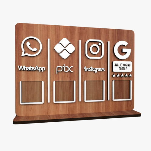 Placa 4 Códigos Qr Instagram Pix Whatsapp Google Meu Negócio