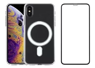 Kit Capa Case Clear Magnética Para iPhone X / Xs + Pelicula