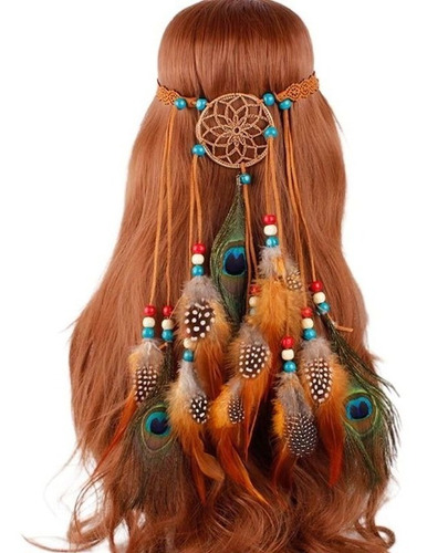 Diadema Atrapasueños Hippie Bohemio Para Mujer, Color Indio