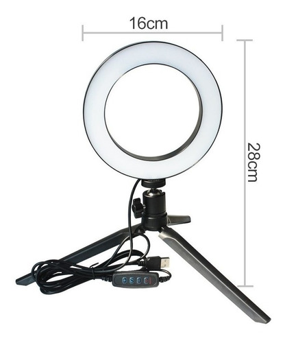 Ring Light Mini De Led (quente E Frio) Usb Com Tripé