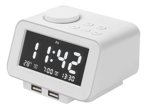 Despertador Digital Carga Usb Dual Despertador Blanco