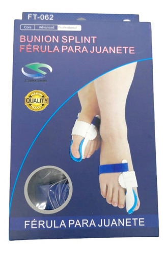 Férulas Nocturnas Corrección De Juanete Par Hallux Valgux Color Blanco Con Azul