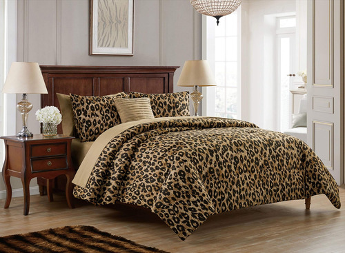 Vcny Home Cheetah Collection Juego De Cama Suave Y Acogedor,