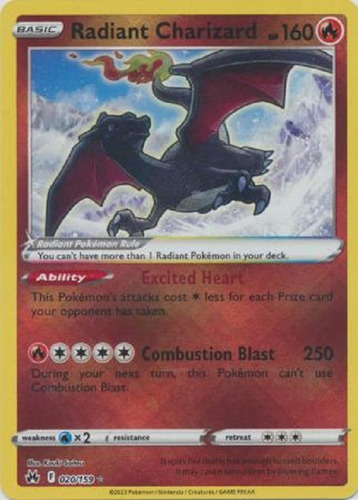 Radiant Charizard 020/159 Radiant Raro Pokemon Tcg