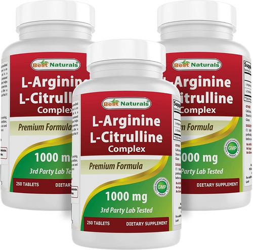 L-arginina L-citrulina 1000 Mg Best Naturals 250 Tab (3 Paq)