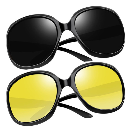 Gafas De Sol Negras De Gran Tamaño De Moda Para Mujeres Y Da