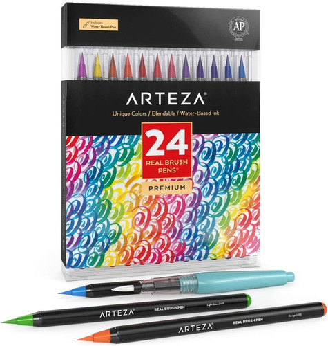 24 Marcadores Arteza Real Brush Pens Premium Colors
