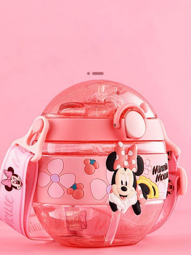 Botella Cantimplora Mickey Mouse Con Correa 380ml Kawaii