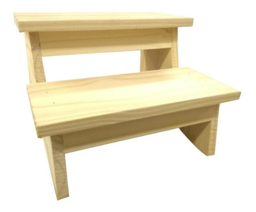 Banco Banquito Escalera Madera Pino Camilla Baño - Pinoshow Color Pino natural