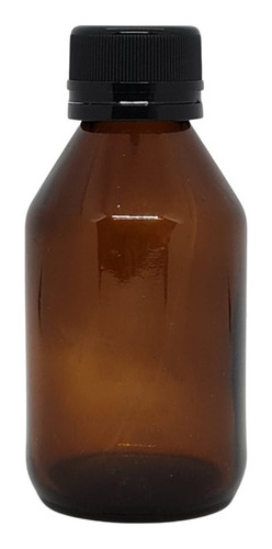 10 Botellas Jarabe 125ml Vidrio Ambar Tapa Precinto Negra