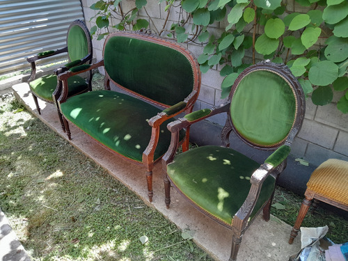 Juego De Living Sillón Y Dos Sillas Verde (Usado)