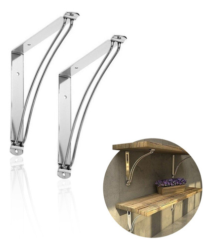 Cantoneira Suporte Mao Francesa O Par Cromada 18 Cm R847