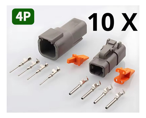 10 Conectores 4 Vias Deutsch Macho + Femea Dtm06-4s Dtm04-4p