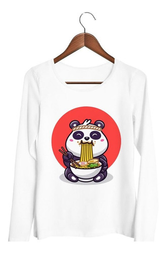 Remera De Mujer Oso Panda Ramen Comiendo Japones Ml