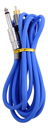 Cable Rca Para Máquina De Tatuar 2mts Silicon Reforzado Color Azul