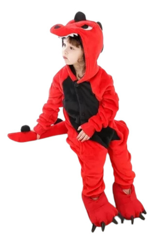 Pijama Disfraz Diseño Dino Rojo Para Niño O Niña