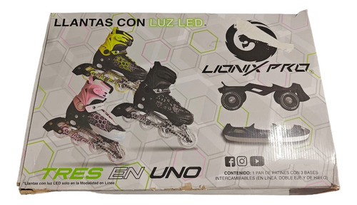 Patines 3 En 1 Lionix Pro Eclectic, Con Luz Led