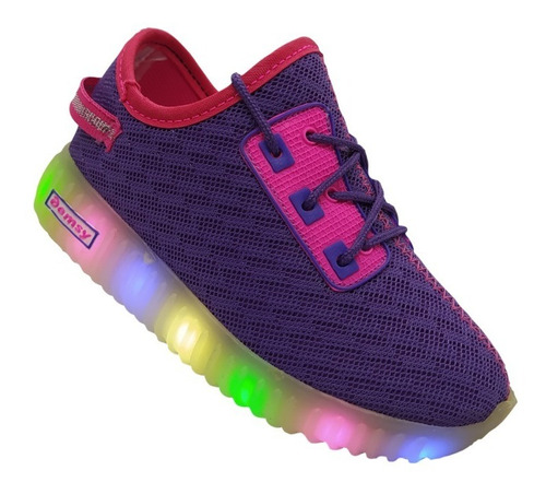 Tenis Luces Niña Niño Sneakers Led Casual Cómodos Slip On 