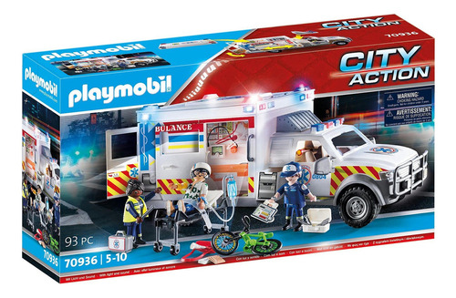 Playmobil Vehículos De Rescate, Ambulancia Con Luces Y Son.