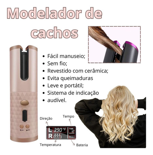 Modelador Ondulador De Cachos Automático Semfio Portátil Usb