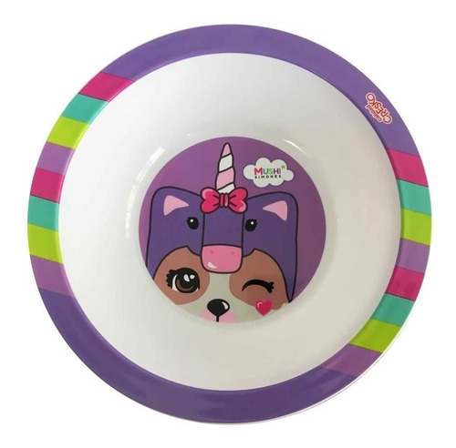 Plato Hondo Bowl De Plástico Infantil Cresko Simones Color Violeta Liso