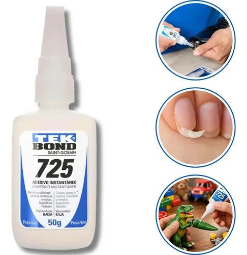 Cola 725 Adesivo Instantâneo 50g Borracha Madeira Tekbond