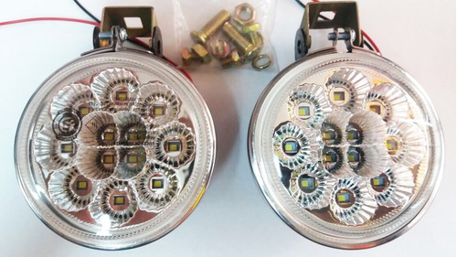 Imagen 3 de 8 de Faros Auxiliares Led X2 Redondos 12led 95mm Moto Cuatri Par