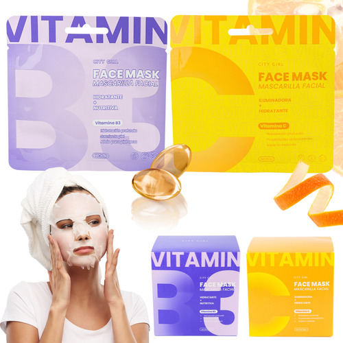 Mascarilla Facial De Vitamina C B3 City Girl Hidrata Suaviza Tipo De Piel Normal
