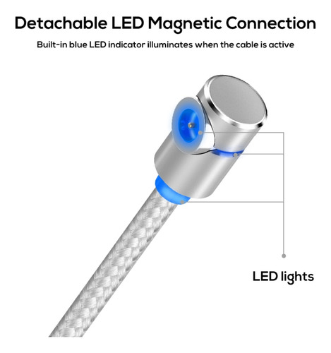 Cabo De Carregamento Magnético Silver Topk 2m 2.4a Usb To El
