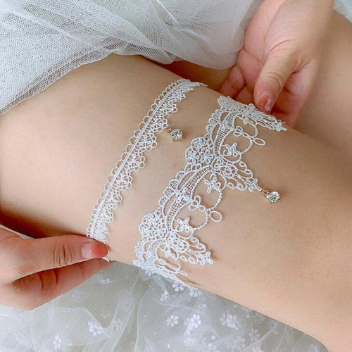 Conjunto De Liguero De Novia Con Volantes Blanco M .