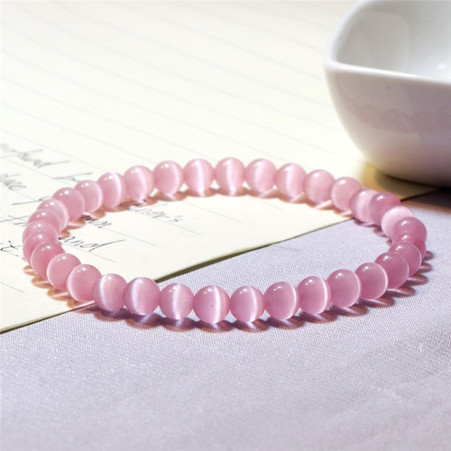 Pulsera Mujer Piedra Natural Ojo De Gato Buena Suerte B819