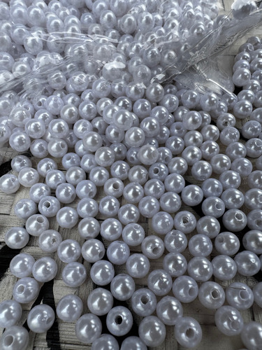 Perlas Pasante 8 Mm Blanco 454 Unidades Aprox 100 Gramos