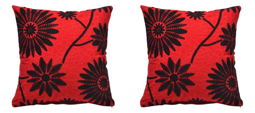 Pack 2 Funda De Cojín Diseños Colores 43x43 Cm Color Rojo