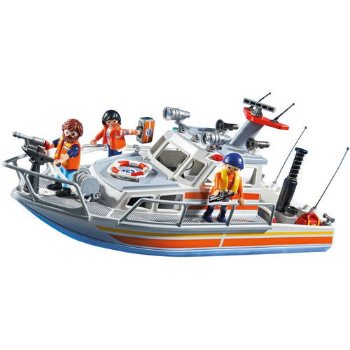Bote De Rescate Playmobil Con Manguera De Agua