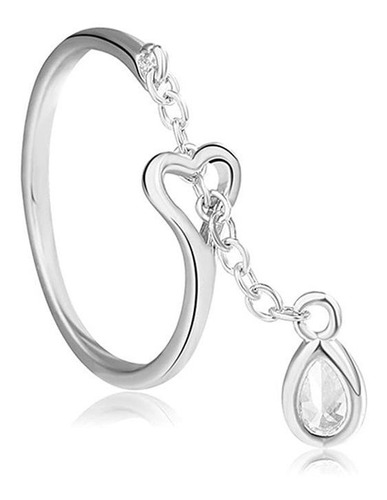 Anillo De Cadena De Eternidad Con Corazn Para Mujeres Y Nias