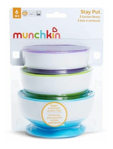 Set De 3 Bowls Antideslizante Munchkin Stay Put - Original